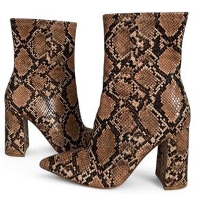 Jeffrey Campbell Snakeskin Block Heel Boots